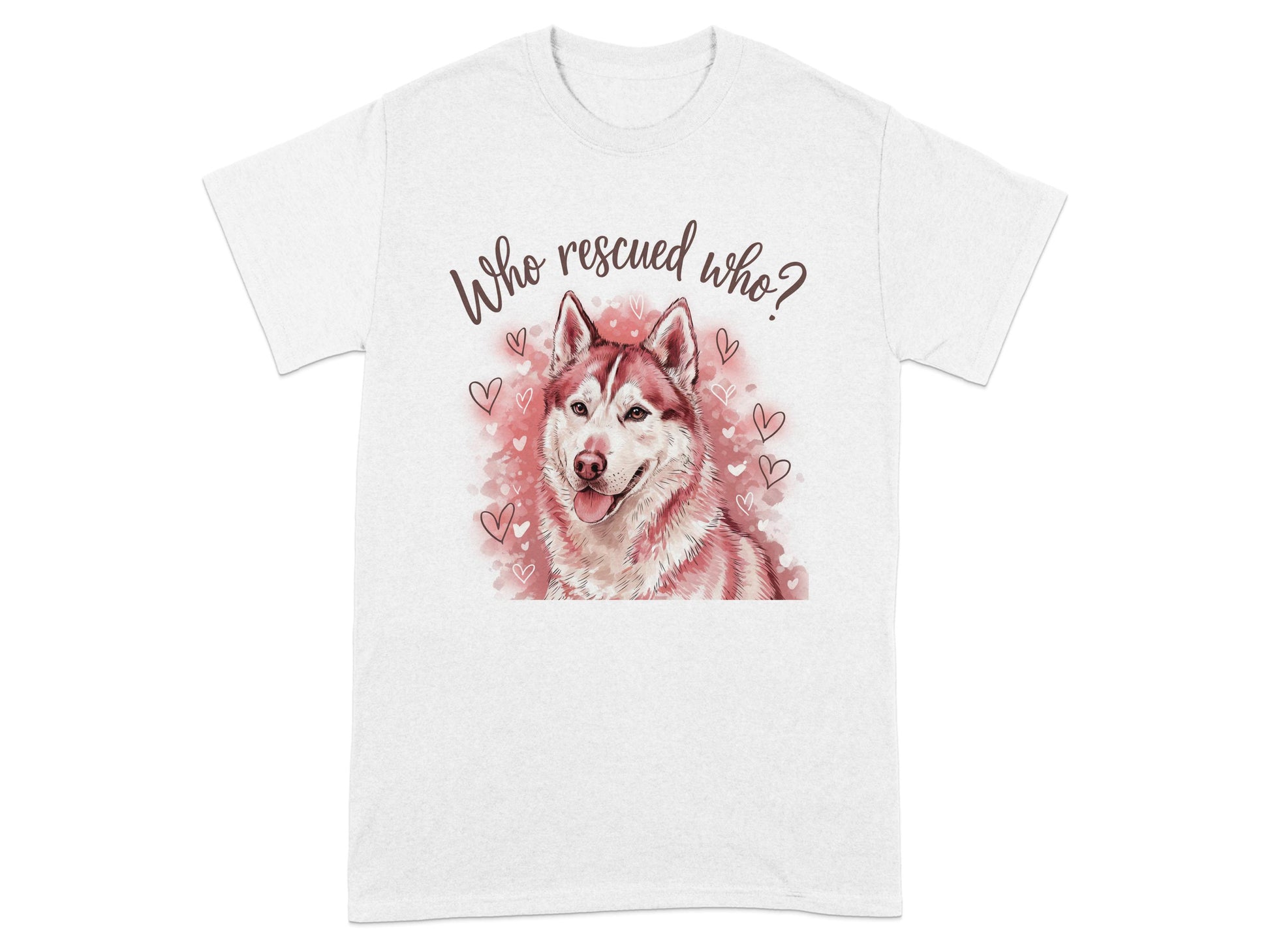 Who Rescued Who Husky Design Heartbeat T-Shirt product
