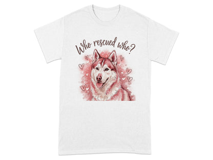 Who Rescued Who Husky Design Heartbeat T-Shirt product