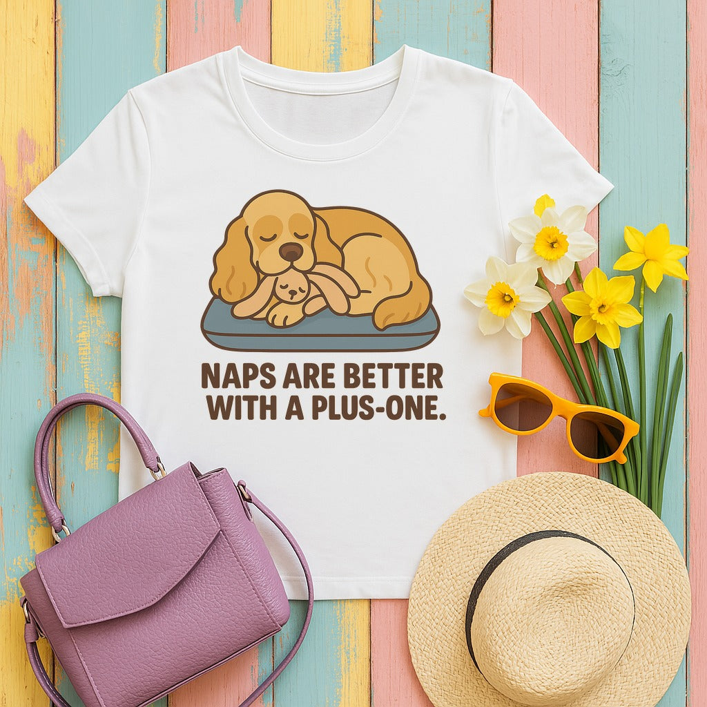 Cocker Naps With a Plus-One Tee in White