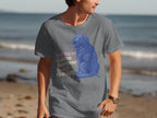 Grey t-shirt with blue Golden Retriever and text "Walking my Golden Retriever is my therapy."