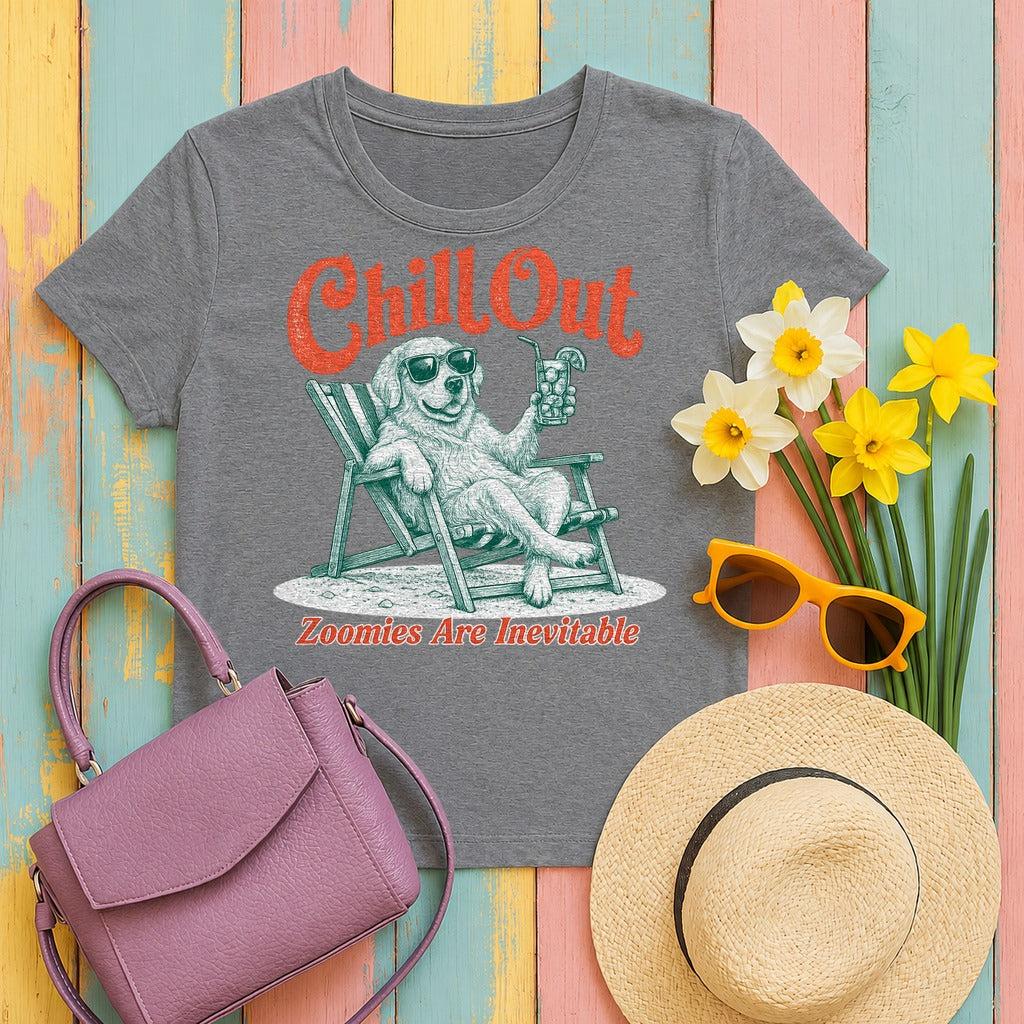 Chill Out Golden Retriever Humor T-shirt in Graphite Heather