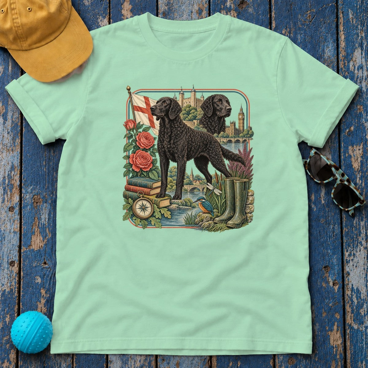 Curly-Coated Retriever England Heritage T-Shirt in Mint