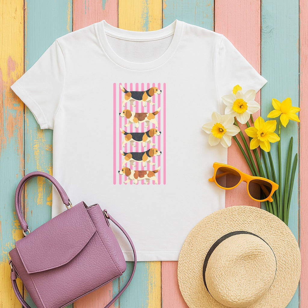 Beagle Parade Stripes T-Shirt in White