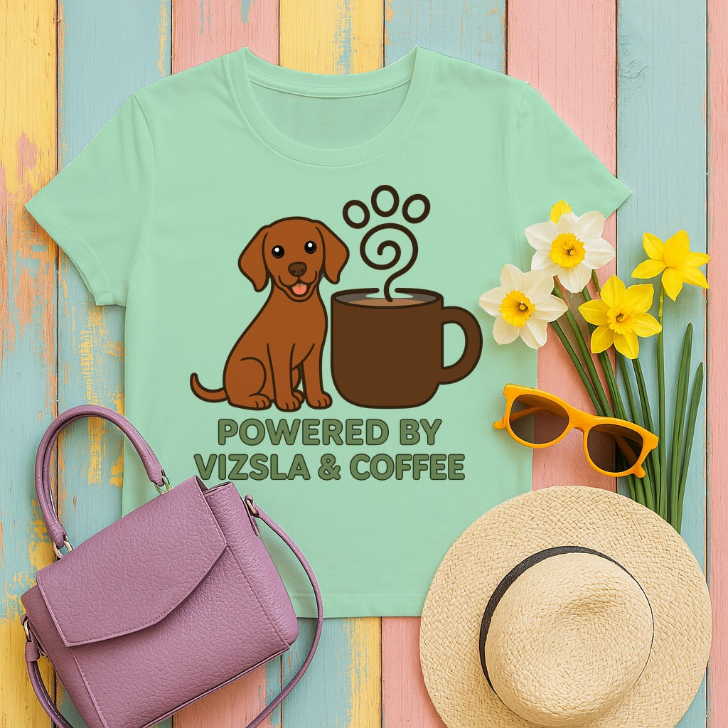 Powered By Vizsla & Coffee T-shirt in Mint Green