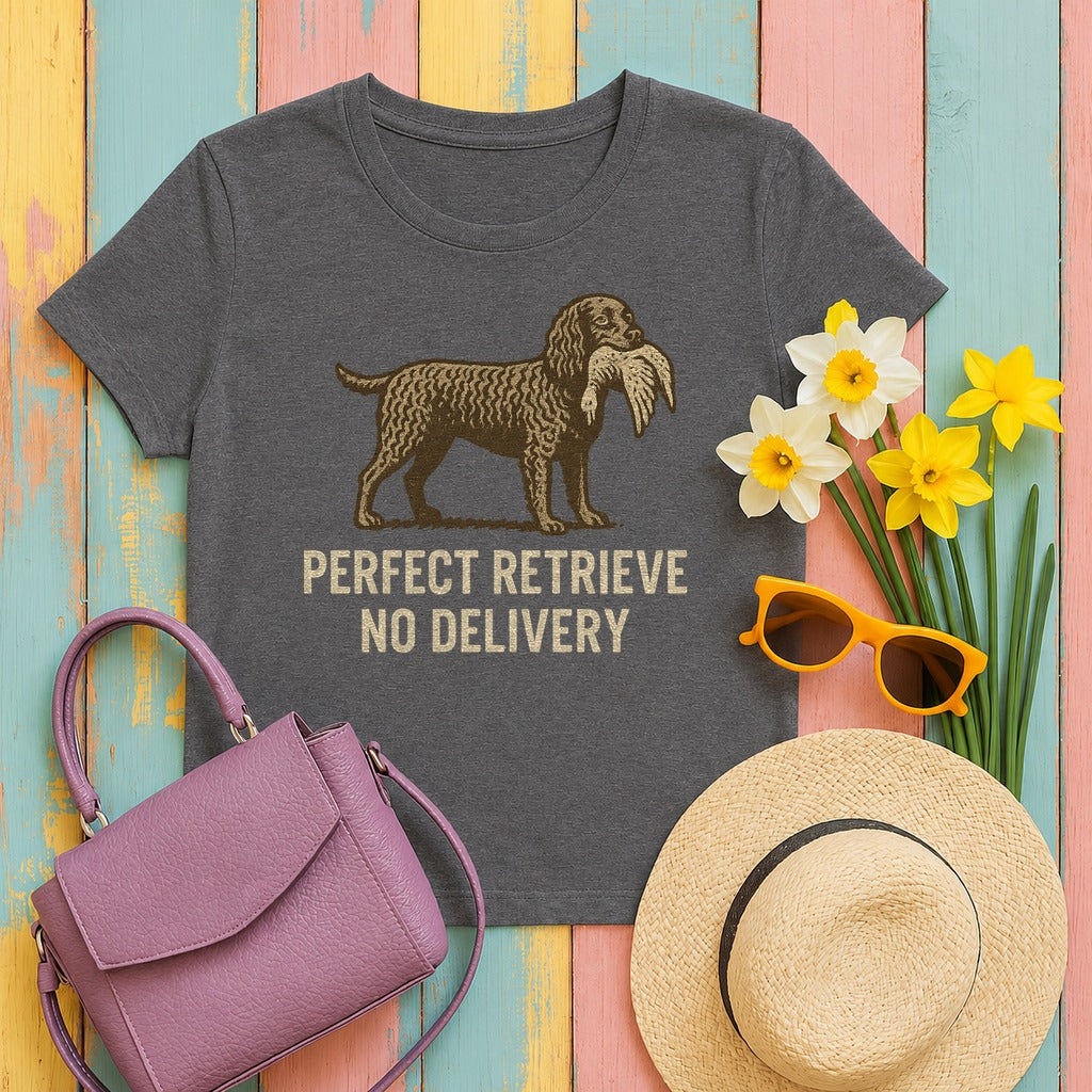 American Water Spaniel Perfect Retrieve No Delivery Tee in Dark Grey Heather