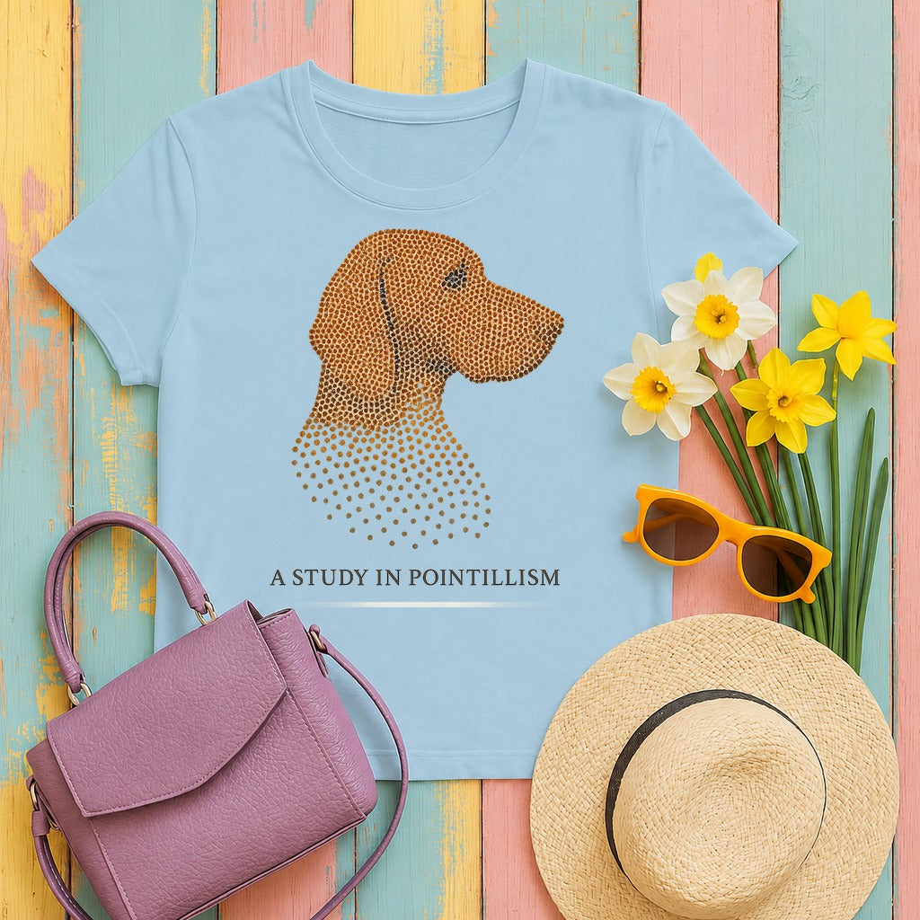 German Shorthaired Pointer A Study in Pointillism T-shirt in Light Blue