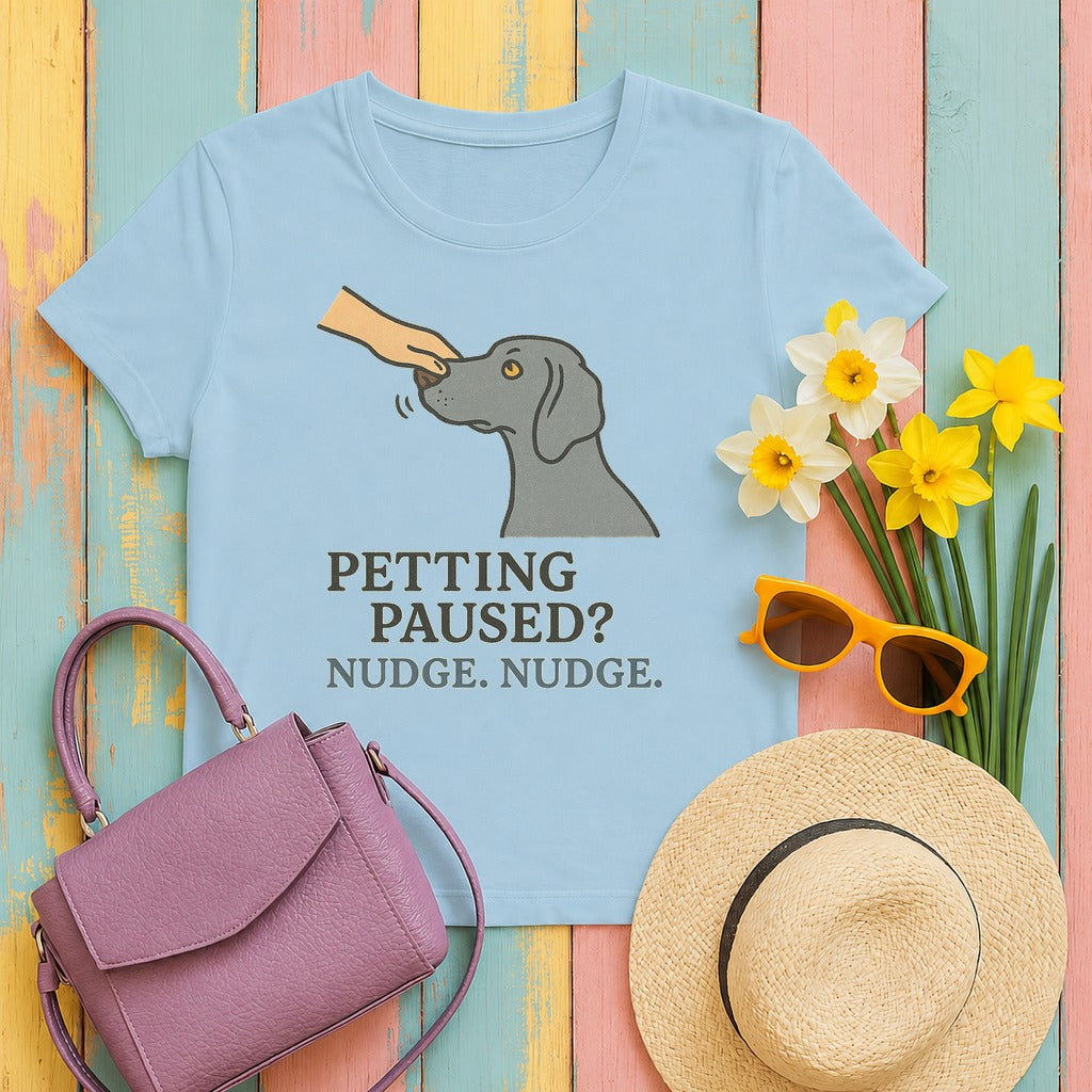 Weimaraner Nudge Nudge Tee in Light Blue