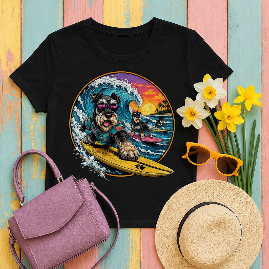 Coastal Schnauzer Surf Team T-Shirt in Black