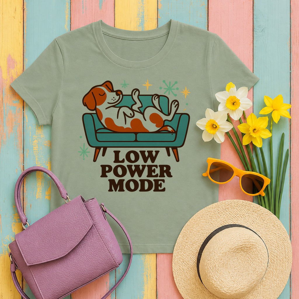 Brittany Spaniel Low Power Mode T-shirt in Sage
