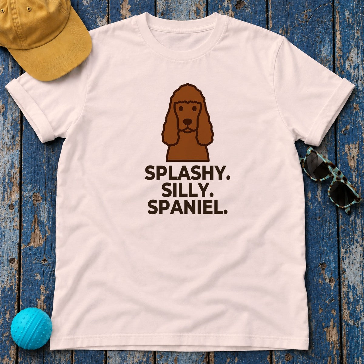 Splashy. Silly. Spaniel. Irish Water Spaniel T-Shirt in Soft Pink