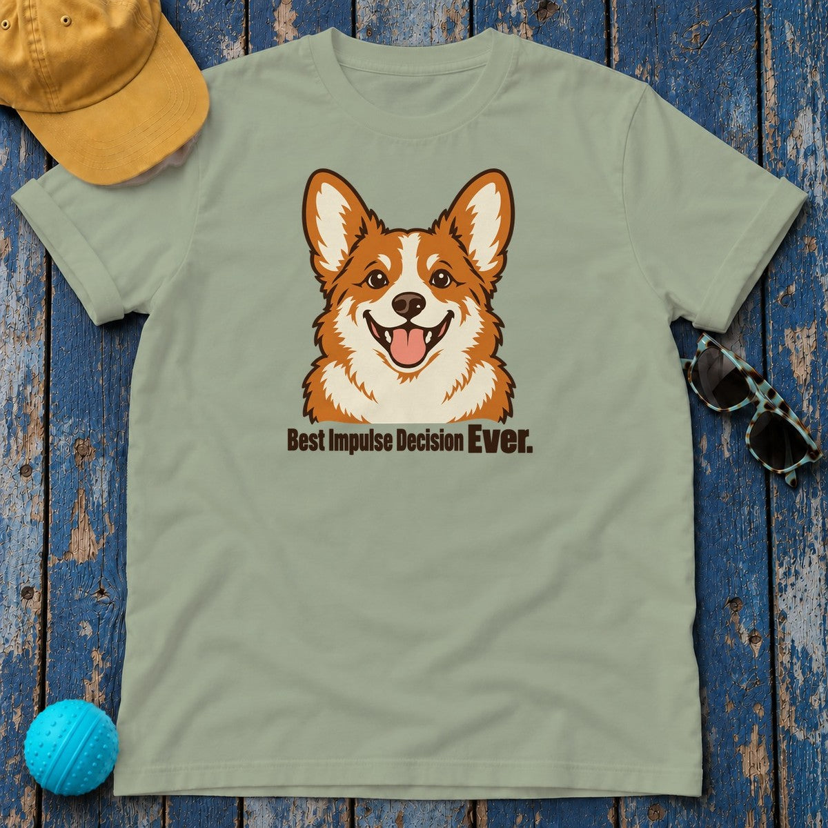 Best Impulse Decision Ever Corgi T-Shirt — Sage