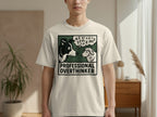 White t-shirt with graphic of dog and sheep discussing x squared plus e equals mc squared.