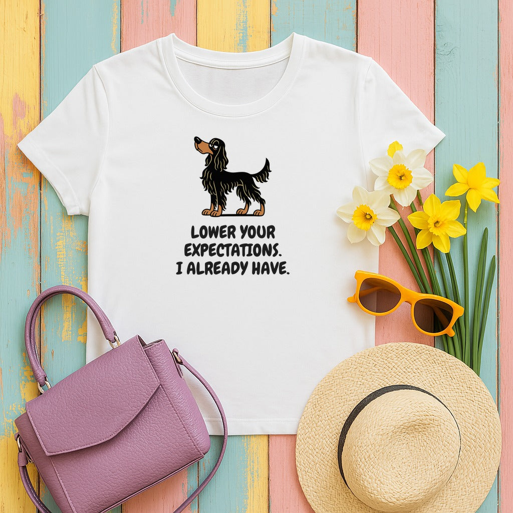 Gordon Setter Lower Your Expectations Tee in White