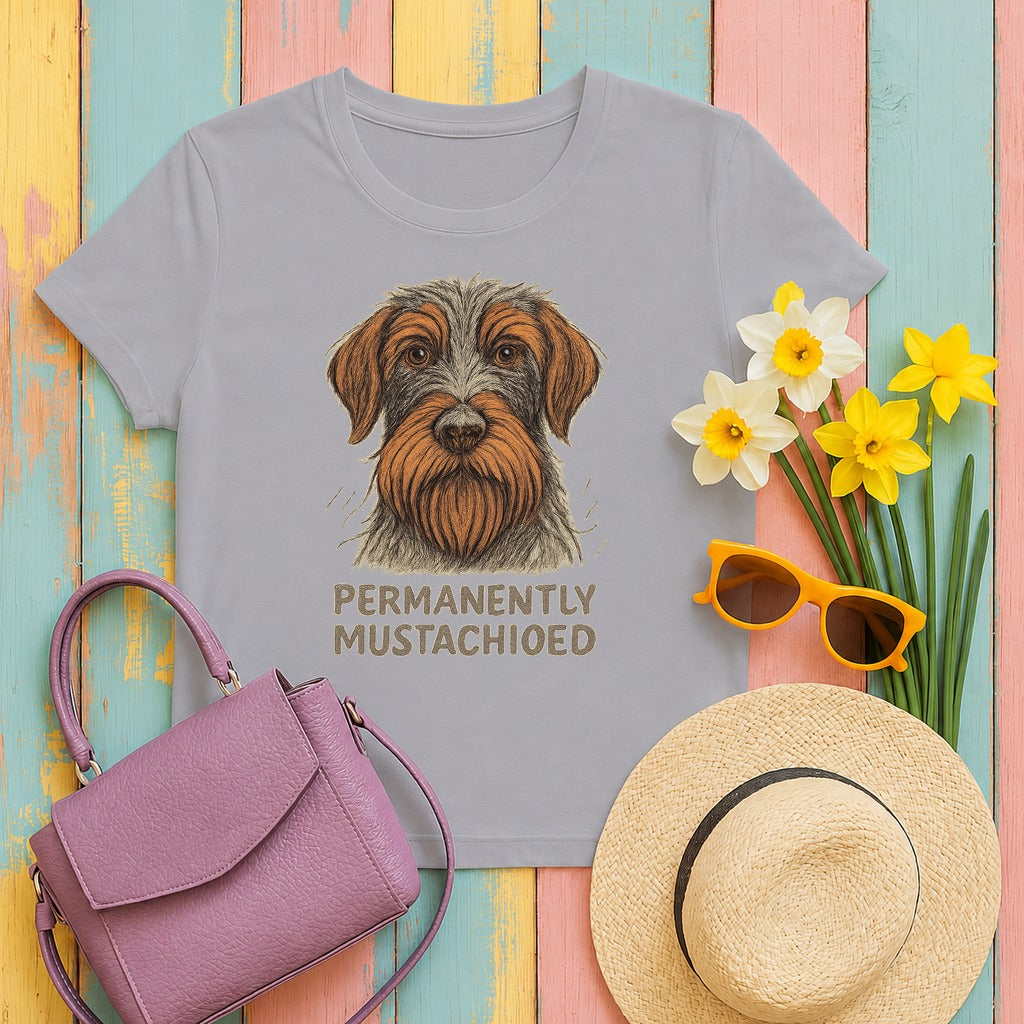 Wirehaired Pointing Griffon Permanently Mustachioed T-shirt in Athletic Heather