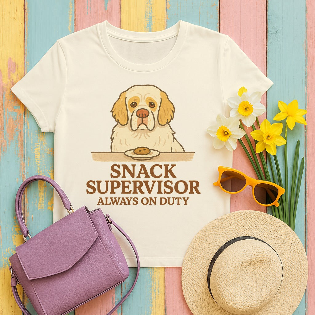 Clumber Snack Supervisor Tee in Natural