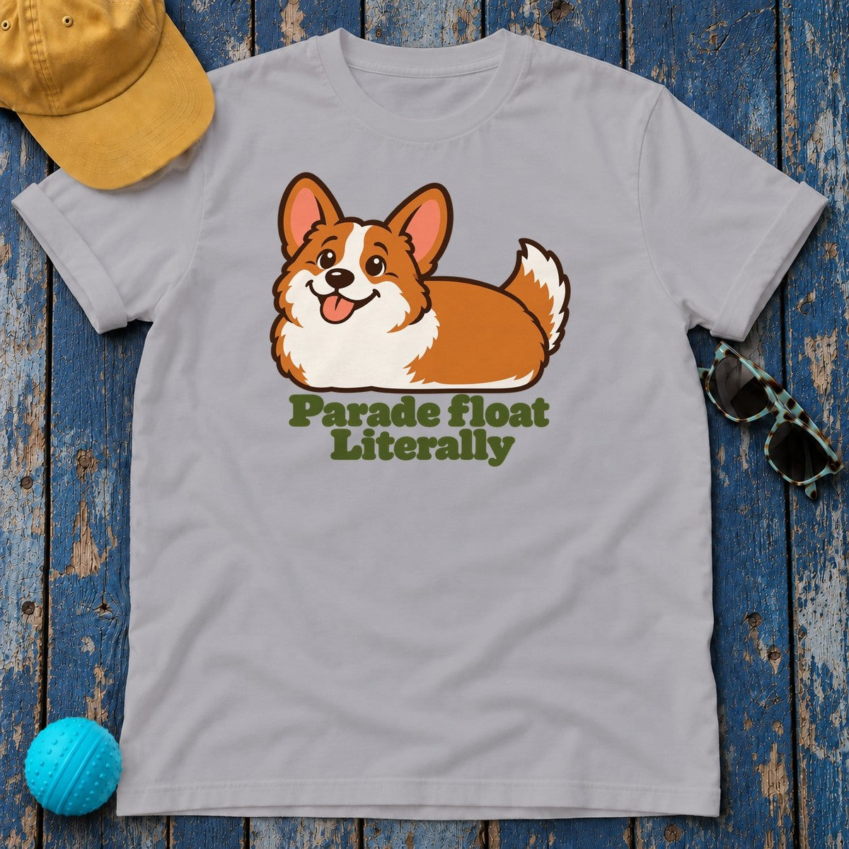 Parade Float Literally Corgi T-Shirt — Athletic Heather