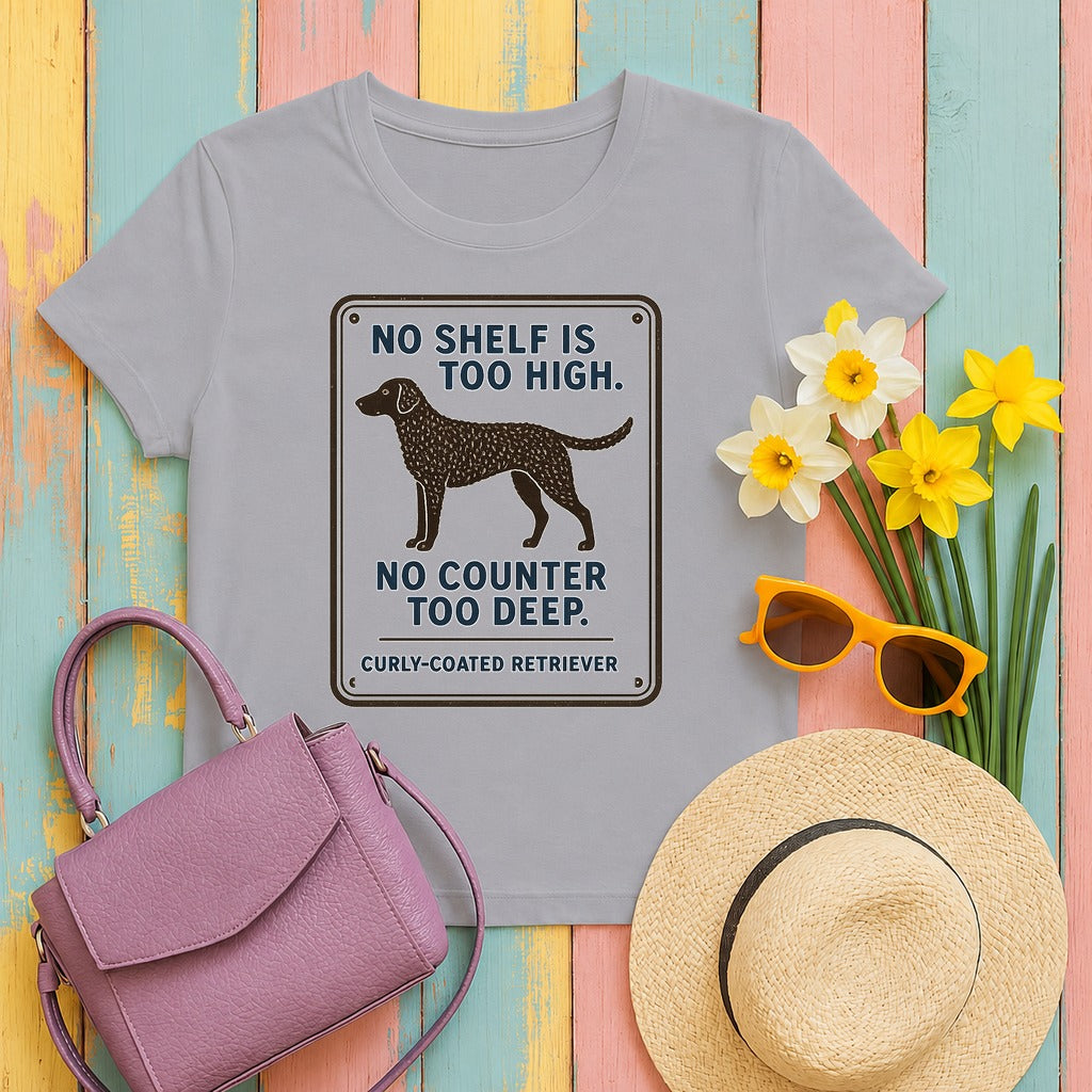 Curly-Coated Retriever No Shelf Is Too High Tee in Athletic Heather