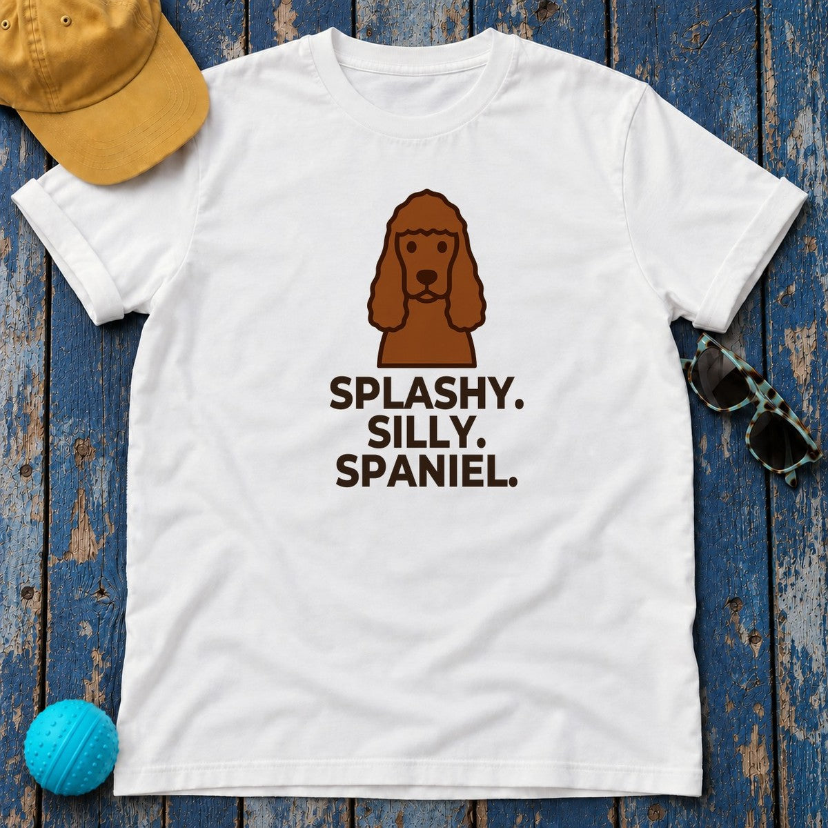 Splashy. Silly. Spaniel. Irish Water Spaniel T-Shirt in White