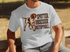White t-shirt with a German Shorthaired Pointer and text.
