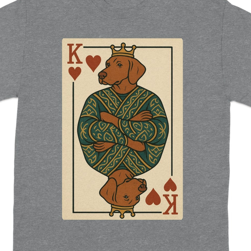 King of Hearts playing card featuring a dog wearing a crown and ornate robe.