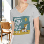 Beagle dog with text "Beagle Days Are the Best Days" design on a light gray t-shirt.