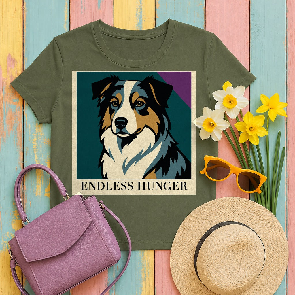 Endless Hunger Aussie Pop Art T-Shirt in Military Green