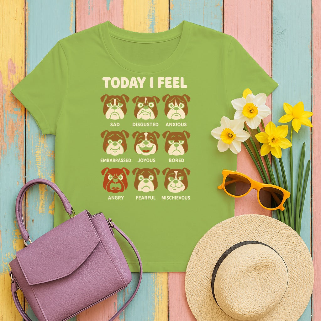 Today I Feel Bulldog Expression T-Shirt in Kiwi