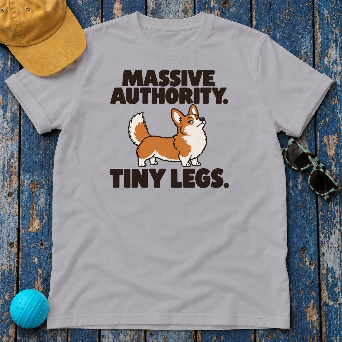 Massive Authority Tiny Legs Corgi T-Shirt — Athletic Heather