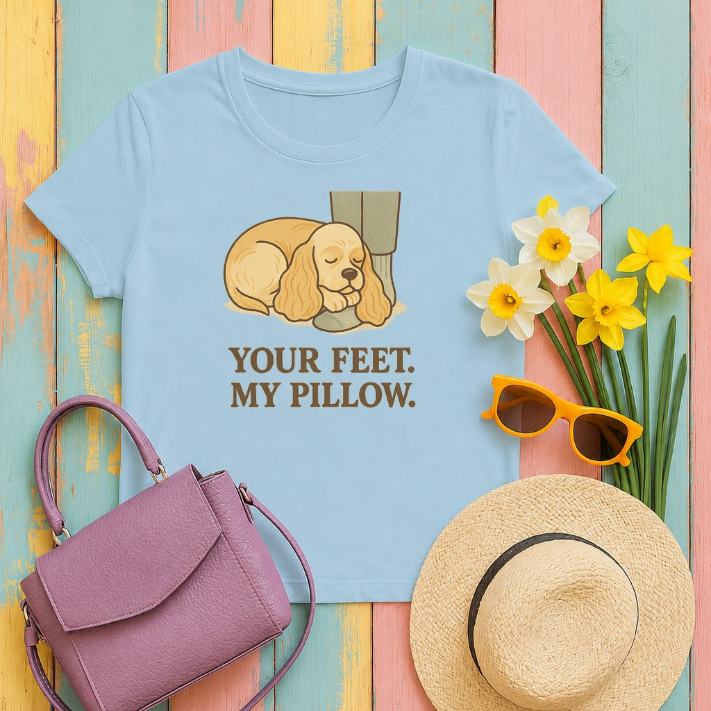 Cocker Your Feet My Pillow Tee in Light Blue
