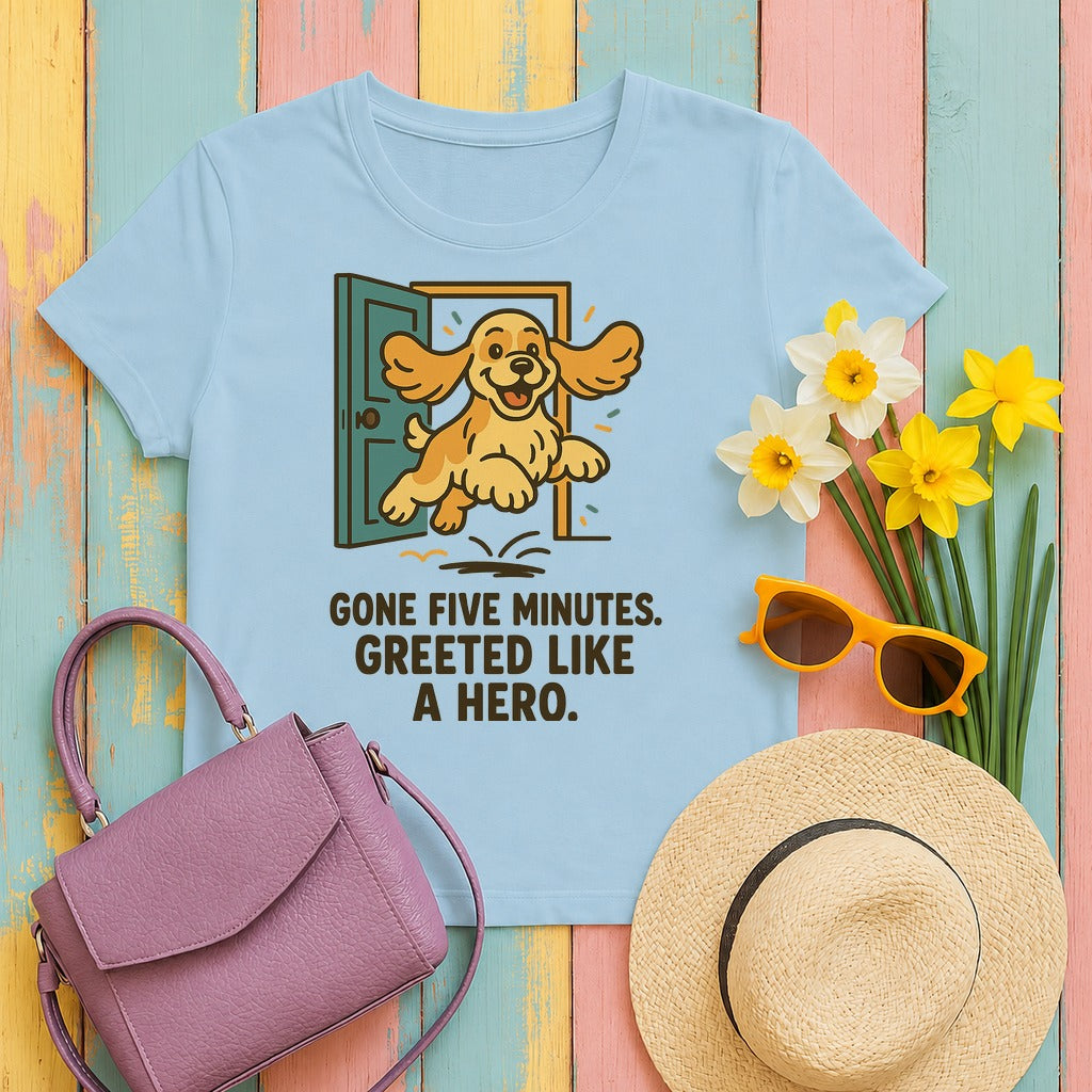 Cocker Greeted Like a Hero Tee in Light Blue