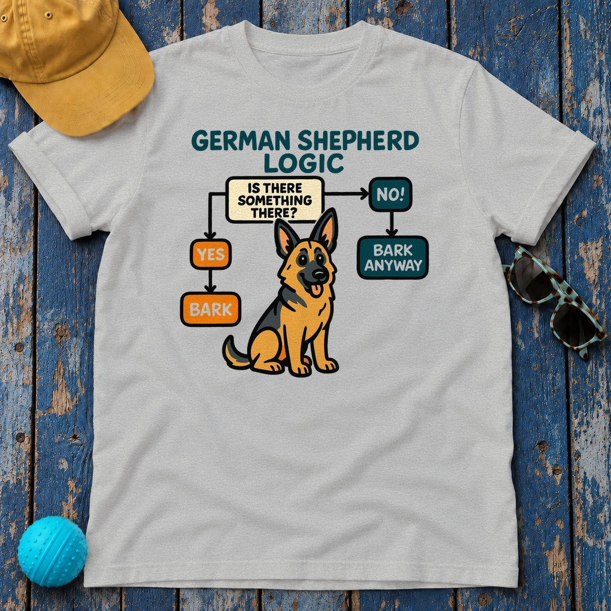 GSD Logic: Bark Anyway T-Shirt in Sport Grey