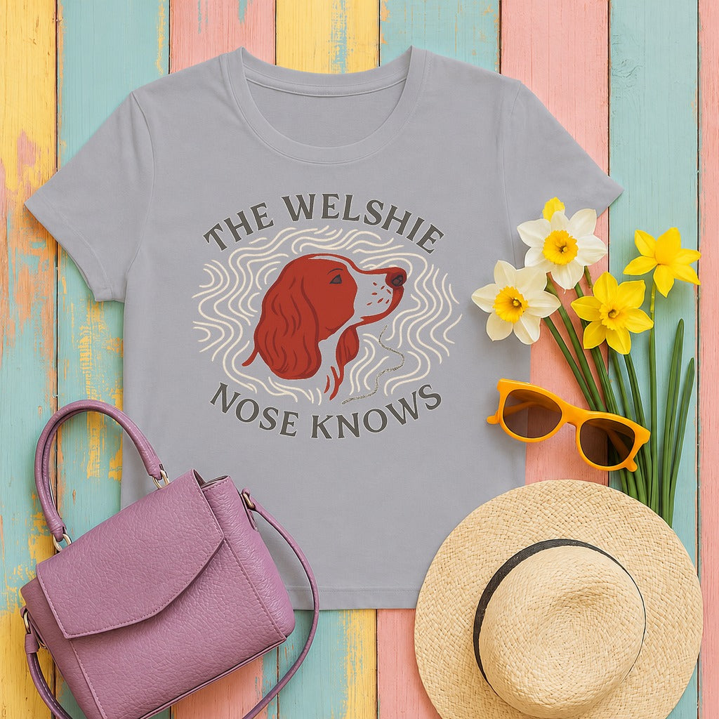 Welsh Springer Spaniel The Nose Knows T-shirt in Athletic Heather