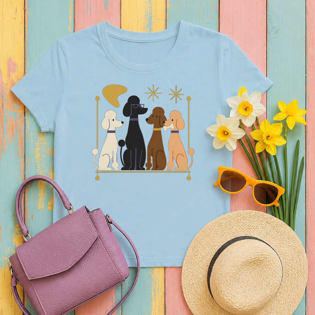 Mod Poodle Rendezvous T-Shirt in Light Blue