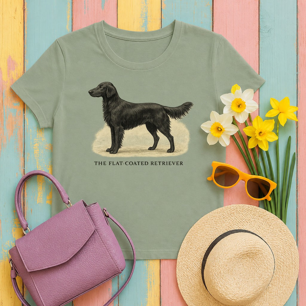 The Flat-Coated Retriever Field Guide Tee in Sage