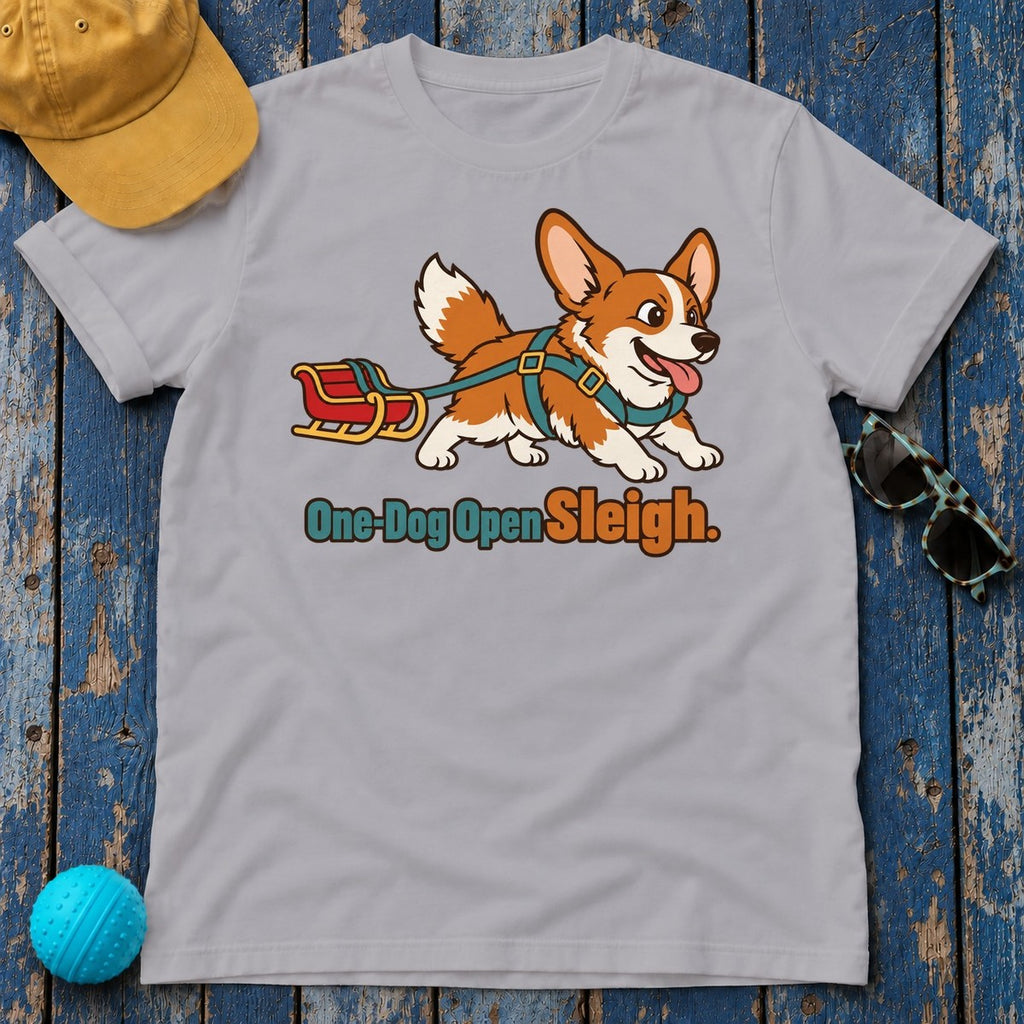 One Dog Open Sleigh Corgi T-Shirt — Athletic Heather