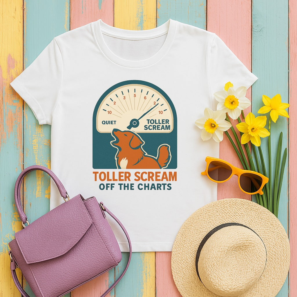 Nova Scotia Duck Tolling Retriever Scream Decibel Meter T-shirt in White