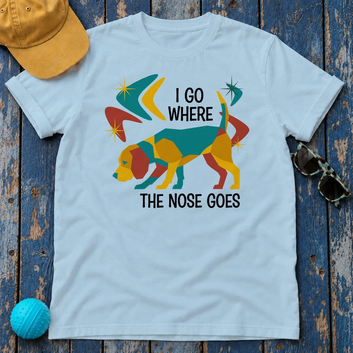 Retro Beagle 'Nose Knows' Graphic T-Shirt in Light Blue