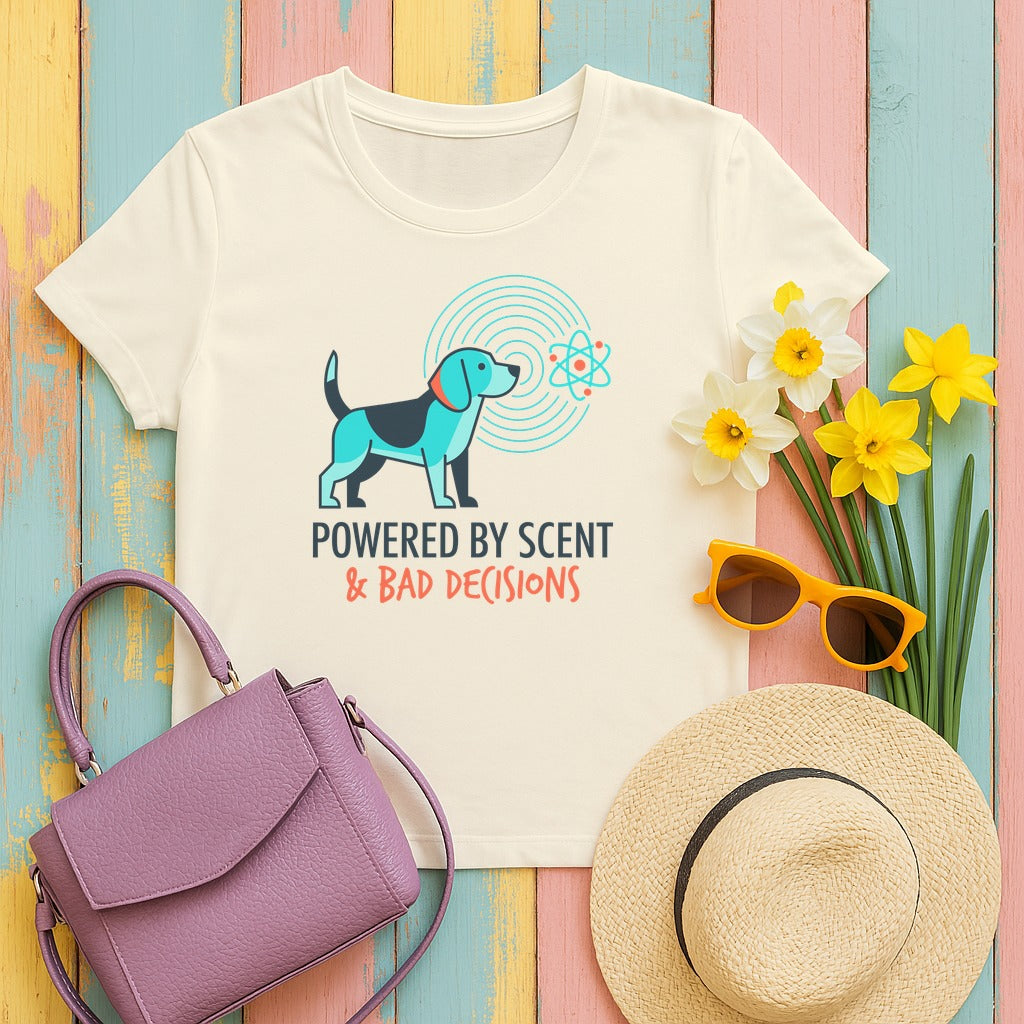 Powered By Scent & Bad Decisions Beagle T-Shirt in Natural