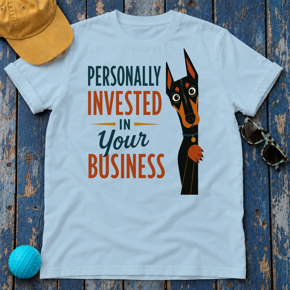 Personally Invested Dobie T-Shirt in Light Blue