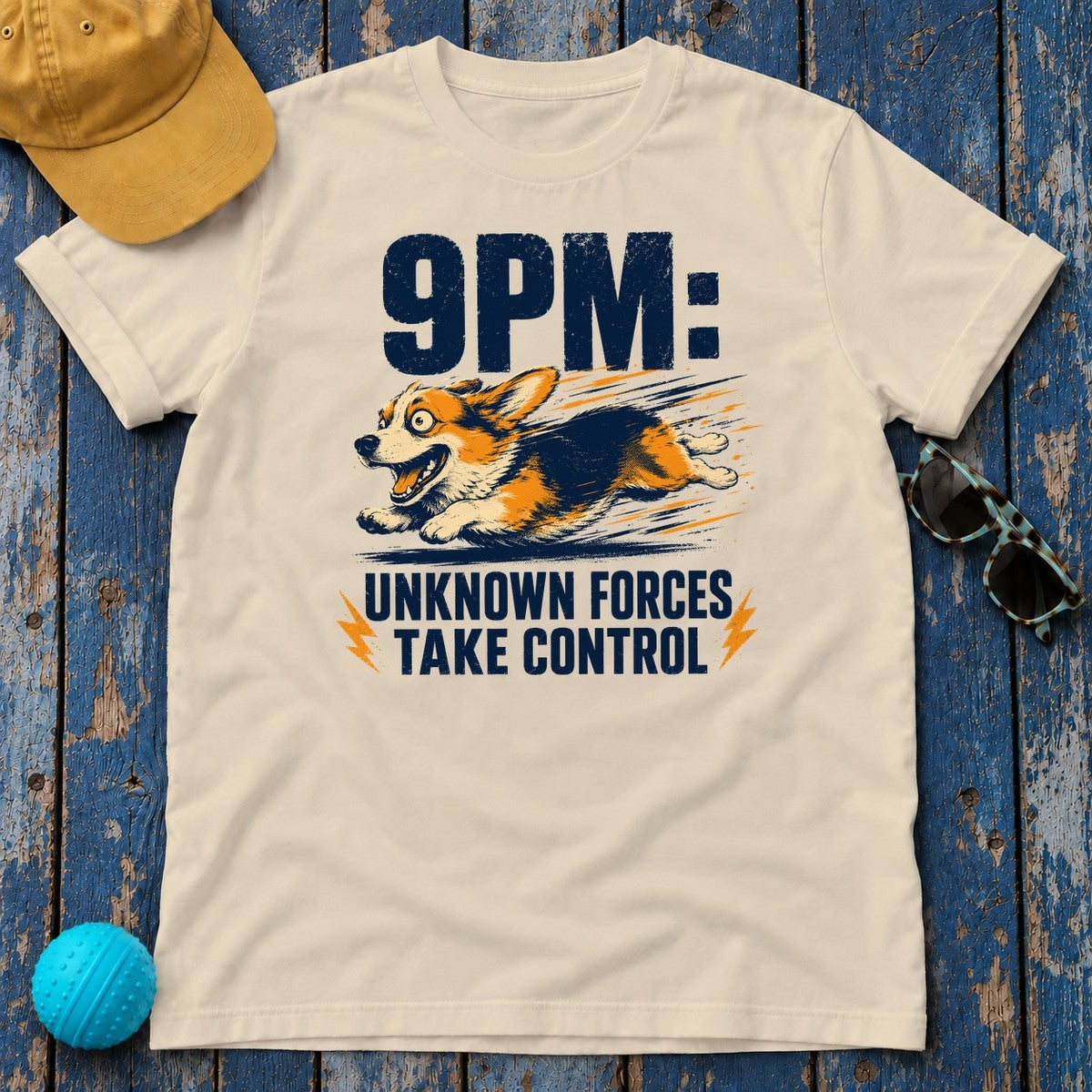9PM Corgi Zoomies  T-Shirt in Sand
