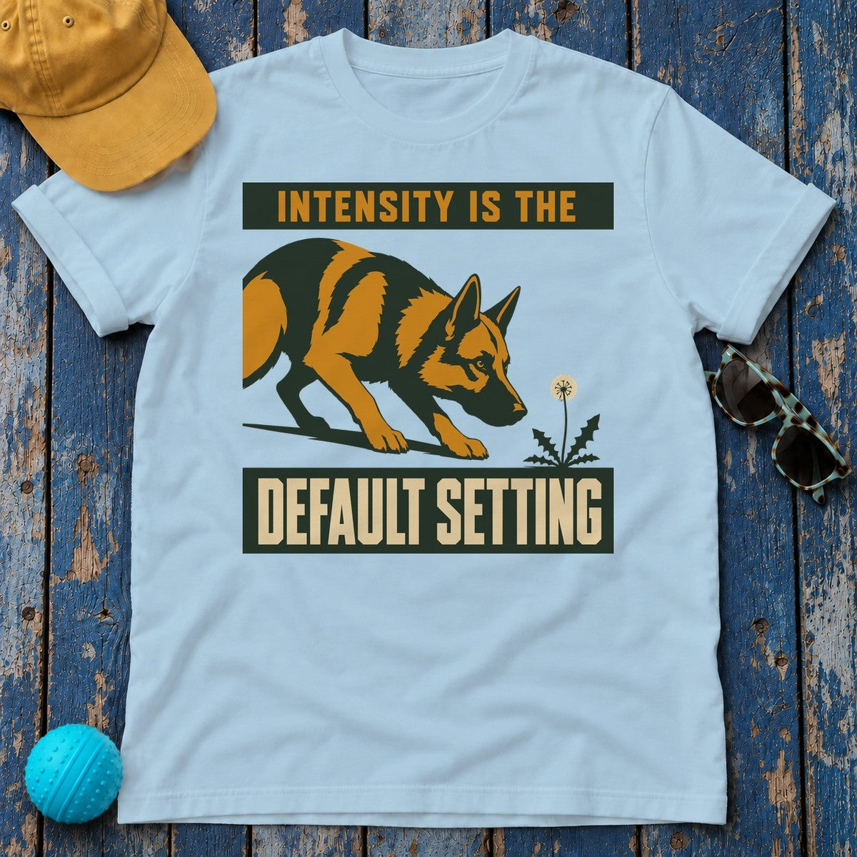 Default Setting German Shepherd T-Shirt in Light Blue