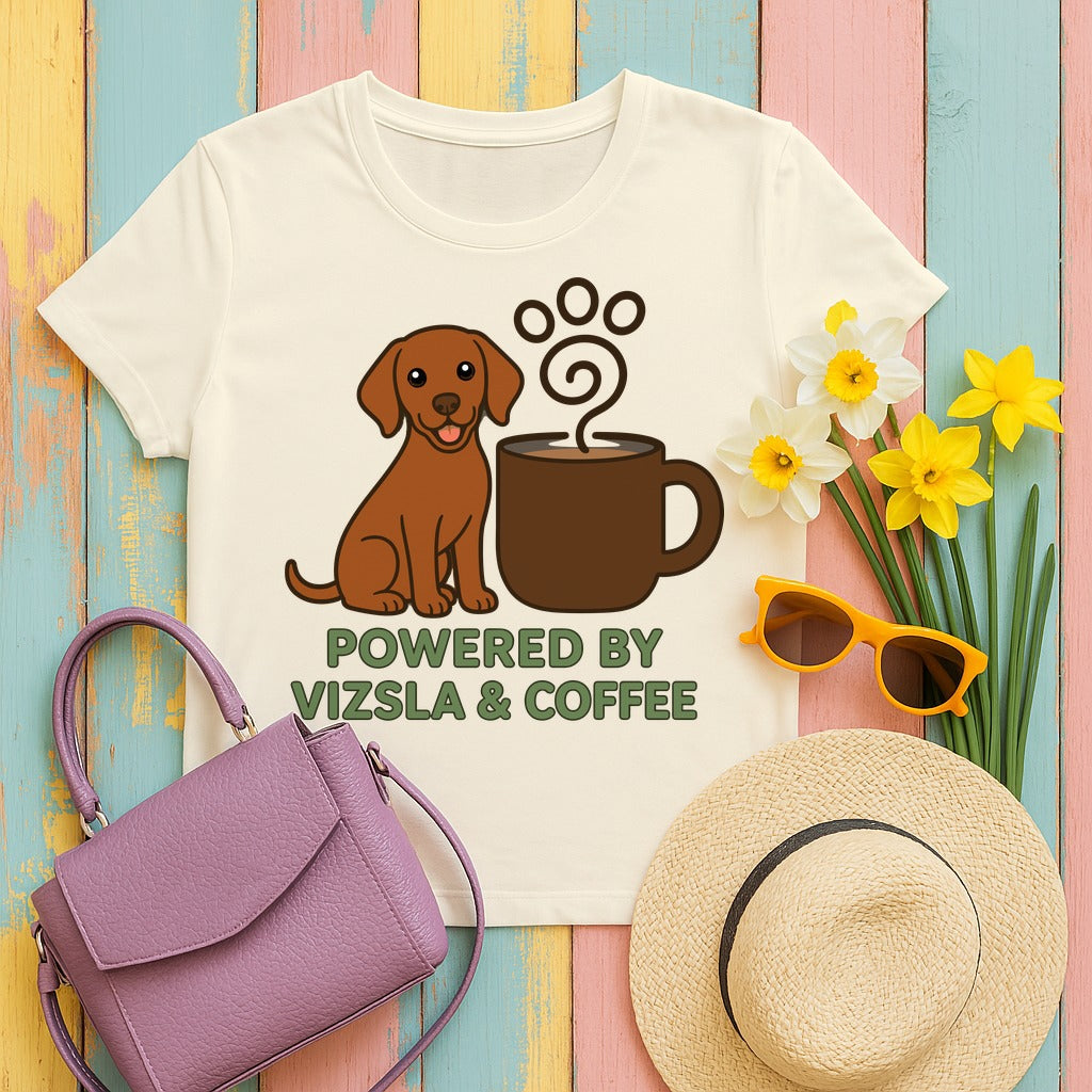 Powered By Vizsla & Coffee T-shirt in Natural