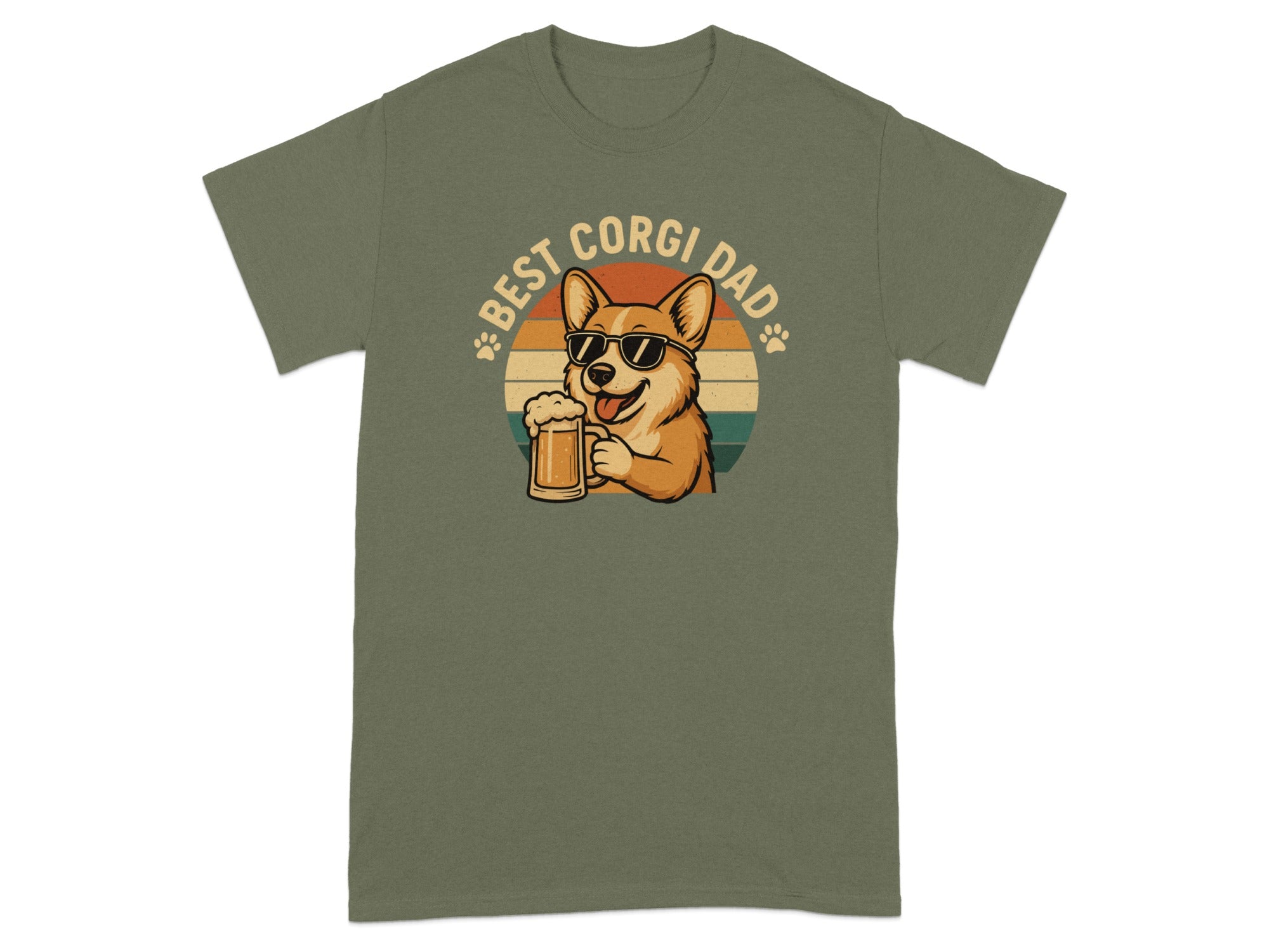 Best Corgi Dad Funny Beer Lover Graphic T-Shirt