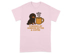 Gordon Setter dog and coffee cup graphic with text "POWERED BY GORDON SETTER & COFFEE".