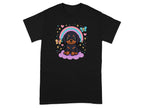 Cute Cartoon Dog with Rainbows and Butterflies T-shirt