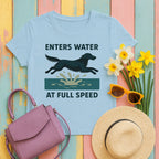 flat-coated retriever enters-water-at-full-speed tee flat lay hero