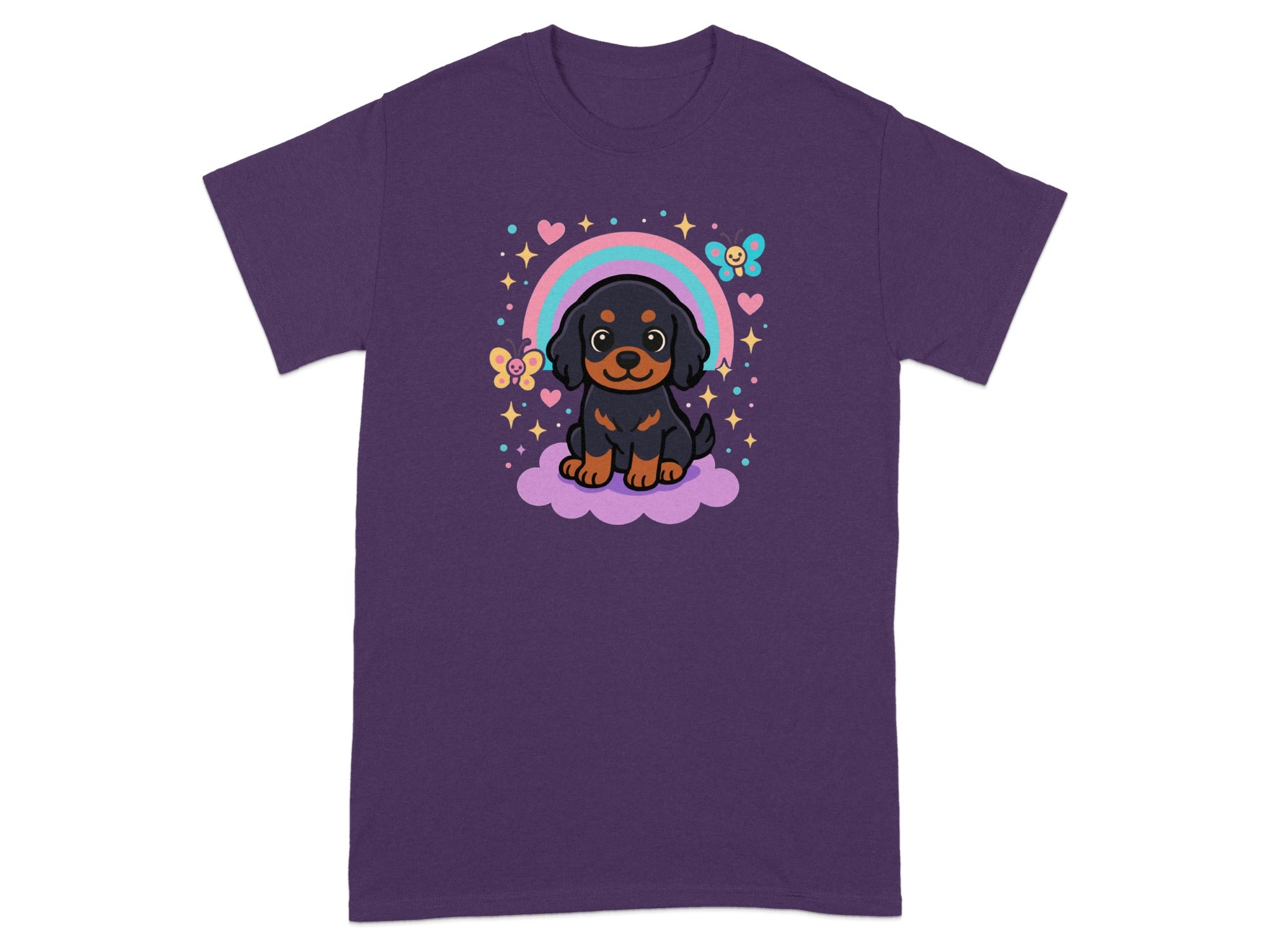 Cute Puppy with Rainbow and Butterflies Graphics Shirt