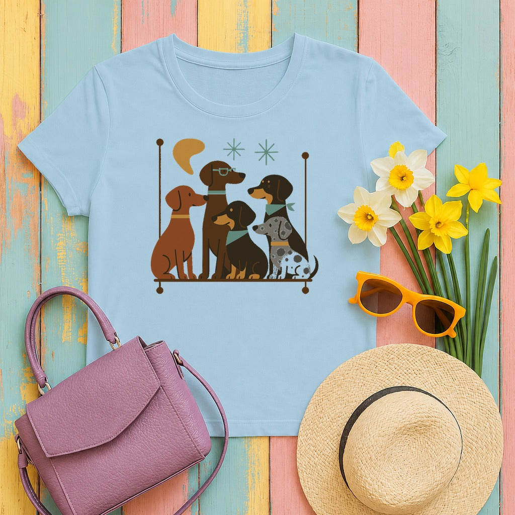 Mid-Century Dachshund T-Shirt in Light Blue