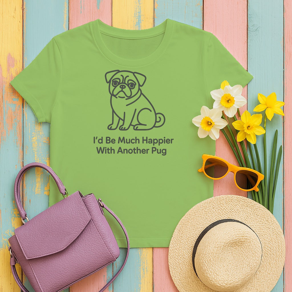 More Pugs Please: Minimalist T-Shirt in Lime