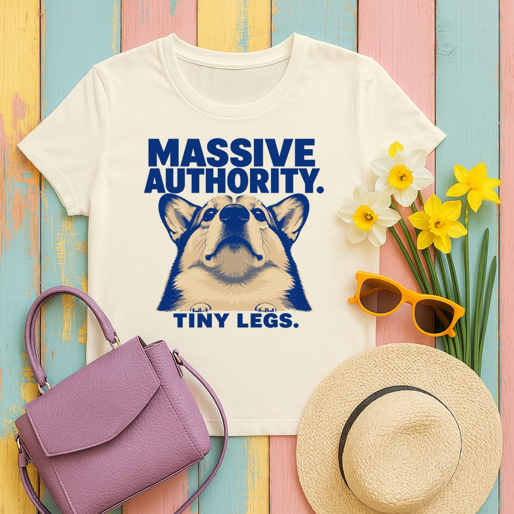 Corgi Authority: Tiny Legs T-Shirt in Natural